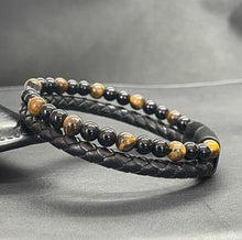 Charger l'image dans la galerie, Bracelet en oeil de tigre et obsidienne