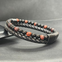Charger l'image dans la galerie, Bracelet courage en oeil de tigre rouge