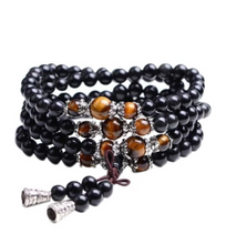 Charger l'image dans la galerie, Mala bouddhiste oeil de tigre