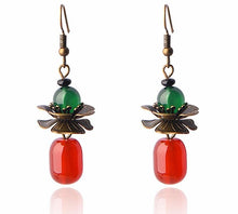 Charger l'image dans la galerie, Boucles d'oreille en agate et cuivre