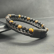 Charger l'image dans la galerie, Bracelet en oeil de tigre et obsidienne