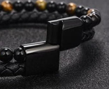 Charger l'image dans la galerie, Bracelet en oeil de tigre et obsidienne