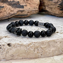 Charger l'image dans la galerie, Bracelet couple REY en pierre de lave