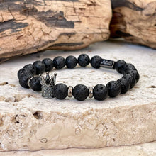 Charger l'image dans la galerie, Bracelet couple REY en pierre de lave