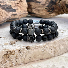 Charger l'image dans la galerie, Bracelet couple REY en pierre de lave