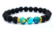 Charger l&#39;image dans la galerie, Bracelet turquoise et pierres de lave
