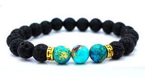 Bracelet turquoise et pierres de lave