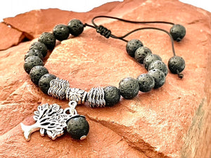 Bracelet arbre de vie en pierre de lave