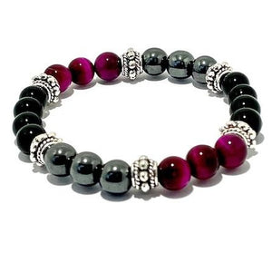 Bracelet protection en oeil de tigre rose