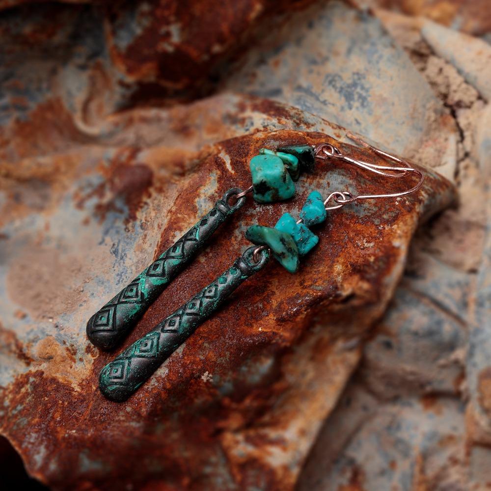Boucles d'oreille en Turquoise Africaine