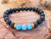 Charger l&#39;image dans la galerie, Bracelet turquoise et pierres de lave
