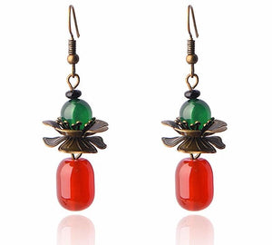 Boucles d'oreille en agate et cuivre