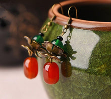 Charger l&#39;image dans la galerie, Boucles d&#39;oreille en agate et cuivre
