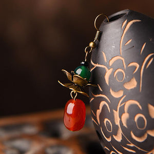 Boucles d'oreille en agate et cuivre